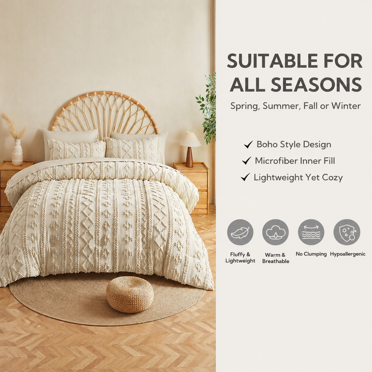 WANDERLLY - BOHO DELUXE TUFTED DECORATIVE COMFORTER SET