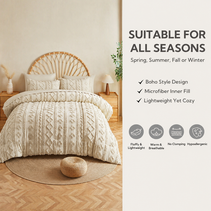 WANDERLLY - BOHO DELUXE TUFTED DECORATIVE COMFORTER SET